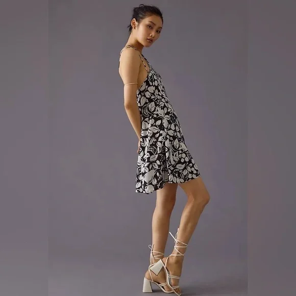NWT Anthropologie fruit mini dress in black and white